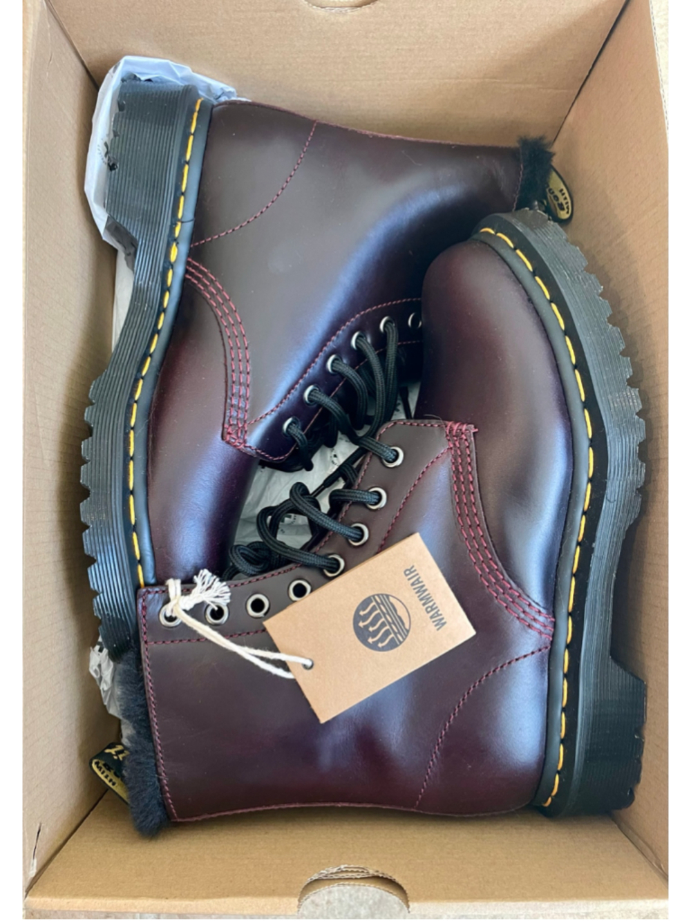 Dr Martens 1460 Serena Boots Womens Size 6 Oxblood Leather Fur Lined